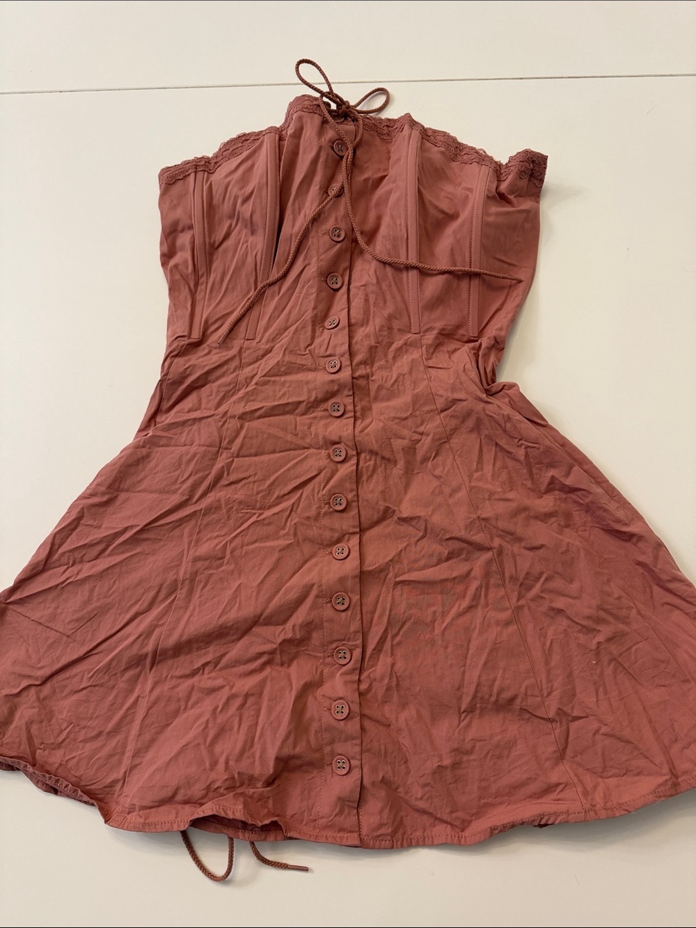Urban Outfitters Mauve Button-Front Strapless Dress